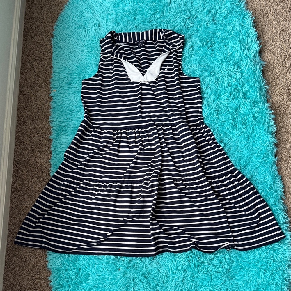 Nautica Navy and White Striped Casual Dress
